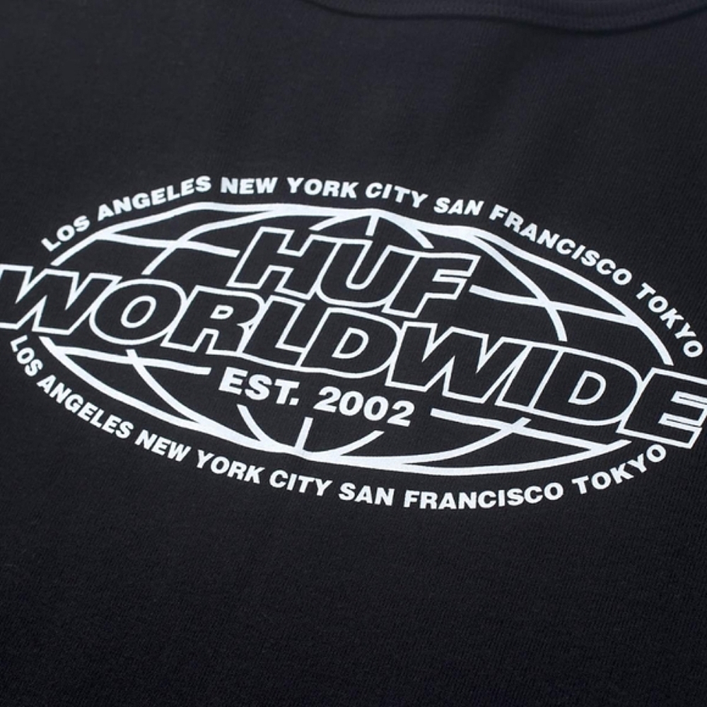 HUF World Tour Ladies Long Sleeve Crop Top Limited Edition - Picture 5 of 11